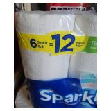 Sparkle Paper Towels 6 Double Rolls =12 Regular