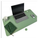 Leather Desk Pad, Large Mouse Pad, Non-Slip and Waterproof Desk Blotter, Desk Writing Pad for Office and Study (Green, 31.5 x 16")"