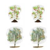 Blueberry Bush Netting Cover with Drawstring 4 Pack Tree Netting for Cicadas Plant Covers Tomato Protective Cover Netting Barrier for Protect Plant Fruits (3.3FT*2.6FT/5.9FT*3.9)