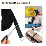 1"x32ft Hook and Loop Straps with 50 Metal Buckles Adjustable Fastening Cable Straps Cut-to-Length Cinch Strap Reusable Nylon Securing Cord Ties for Organizer or Storage 1 inch Wide Black"