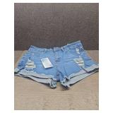 Womens Casual Stretch Denim Jean Shorts with Button Pockets for Summer size XL