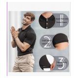 Collared Muscle Polo Shirts Men Slim Fit Textured Knit Polo Shirts Short Sleeve Button Down Shirts Casual Stylish size 3XL