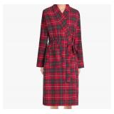 SIORO Mens Flannel Robes, Soft Cotton Plaid Bathrobe Shawl Collar Loungewear size M