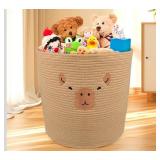 Capybara Baby Baskets, Round Cotton Rope Storage 17"x15" Knitted Toy Storage Animal Baby Laundry Nursery Basket Storage Box Holds Gift Plants Cat & Dog Toys Cow Basket"