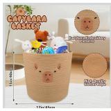Capybara Baby Baskets, Round Cotton Rope Storage 17"x15" Knitted Toy Storage Animal Baby Laundry Nursery Basket Storage Box Holds Gift Plants Cat & Dog Toys Cow Basket"