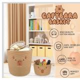 Capybara Baby Baskets, Round Cotton Rope Storage 17"x15" Knitted Toy Storage Animal Baby Laundry Nursery Basket Storage Box Holds Gift Plants Cat & Dog Toys Cow Basket"