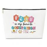 Occupational Therapy Worker Gift, Therapist Gift Makeup Bag, Play Is My Favorite Occupation, OT Month Appreciation Gifts for Women Her Coworkers Friends PU Leather Makeup Bag for PT PTA OT Gift