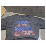 Women Oversize 4th of July Outfits American Flag Shirt Sequin Patriotic Tee Independence Day Tops size M