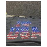 Women Oversize 4th of July Outfits American Flag Shirt Sequin Patriotic Tee Independence Day Tops size M