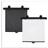 2 PCS Car Side Window Sun Shade, 19.7"x19.7" Retractable Auto Window Shade Blocks Heat and UV Rays Glare Protection Roller Sunshade Visor with Suction Cups Car Accessories (Black+White)"