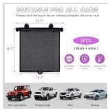 2 PCS Car Side Window Sun Shade, 19.7"x19.7" Retractable Auto Window Shade Blocks Heat and UV Rays Glare Protection Roller Sunshade Visor with Suction Cups Car Accessories (Black+White)"