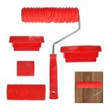 Wood Graining Tool, Soft Rubber Wood Grain Tool Set Wood Grain Painting Tool Texture Paint Tool with Handle DIY Rubber Graining Tool for DIY Wall Room Art Decoration (Red-5PCS)