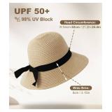 Zylioo 2XL/XL/L/M/S Womens Straw Hat,Wide Brim Sun Protection Beach Hats,UPF 50+ Floppy Summer Hat for Small Heads