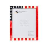 HANDICRAFTS HOME American Flag US Picture Frame, Veteran Memories Handmade Gift, Vintage Wall Hanging & Desk Decor, Farmhouse Photo Frames for Living Room & Office Patriotic Red White & Blue 8x10 inch