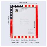 HANDICRAFTS HOME American Flag US Picture Frame, Veteran Memories Handmade Gift, Vintage Wall Hanging & Desk Decor, Farmhouse Photo Frames for Living Room & Office Patriotic Red White & Blue 8x10 inch