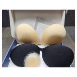 Sticky Bra Push Up 2 Pairs, Adhesive Strapless Backless Bras with Nipple Covers Black Nude