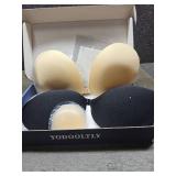Sticky Bra Push Up 2 Pairs, Adhesive Strapless Backless Bras with Nipple Covers Black Nude