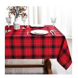 Waterproof Checkered Tablecloth Fabric - Rectangle 58x84 Inch Christmas Plaid Table Cloth for Indoor/Outdoor Use - Xmas Table Cover for Kitchen,