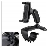 Car Phone Holder Dashboard, 180 Rotary Clip-on Navigation Stand, Multifunctional Anti-Shake Phone Holder, Universal for Most Cars SUVs and Trucks (Black)
