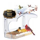 Goodeco Clear Window Bird Feeder - Outdoor Window Feeder with Strong Self-Adhesive Hooks, Bird Bath or Water Bowl for Outside Watchings - with a Brush, Easy to Clean, Ideal Gifts for Mom Parents