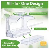 Goodeco Clear Window Bird Feeder - Outdoor Window Feeder with Strong Self-Adhesive Hooks, Bird Bath or Water Bowl for Outside Watchings - with a Brush, Easy to Clean, Ideal Gifts for Mom Parents