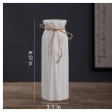 White Ceramic Vase-Flower Vase Dried Flower Vase for Modern Home Decor, Fit for Foyer Living Room Fireplace Bedroom Kitchen,Decent Gift, 8.27" H"