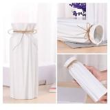 White Ceramic Vase-Flower Vase Dried Flower Vase for Modern Home Decor, Fit for Foyer Living Room Fireplace Bedroom Kitchen,Decent Gift, 8.27" H"