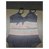 Vintage-Style two-Piece Swimsuit with Striped Pattern Size S - Retail: $35
