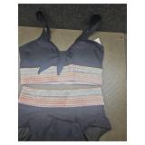 Vintage-Style two-Piece Swimsuit with Striped Pattern Size S - Retail: $35