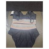 Vintage-Style two-Piece Swimsuit with Striped Pattern Size S - Retail: $35