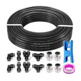 mankk 1/4" Air Line Tubing Kit Air Hose Fittings 1/4"(6.35mm) OD x 32.8 Feet Polyurethane PU Tube Push to Connect Fittings Pneumatic Tubing Compressed Accessories"