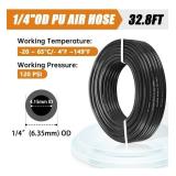 mankk 1/4" Air Line Tubing Kit Air Hose Fittings 1/4"(6.35mm) OD x 32.8 Feet Polyurethane PU Tube Push to Connect Fittings Pneumatic Tubing Compressed Accessories"