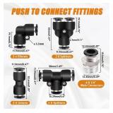 mankk 1/4" Air Line Tubing Kit Air Hose Fittings 1/4"(6.35mm) OD x 32.8 Feet Polyurethane PU Tube Push to Connect Fittings Pneumatic Tubing Compressed Accessories"