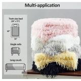 DREAMNINE Decorative Oversized 850GSM Thick Fluffy Feather Faux Fur Throw Blanket 60" x 71" Soft Long Shaggy Fuzzy Blankets Reversible Warm Elegant Furry Blanket for Valentine Gift Bed Twin Size White