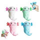 4PCS Stress Relief Axolotl Toy|Taba Squishy Squeeze Axolotl Party Favors Toy |Cute Malt Sugar Filled Sensory Fidget Toy | Filled Stretchy Salamander Animal Fun Squeeze Toy(4.7 x 3.9 Inch)