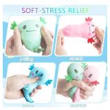 4PCS Stress Relief Axolotl Toy|Taba Squishy Squeeze Axolotl Party Favors Toy |Cute Malt Sugar Filled Sensory Fidget Toy | Filled Stretchy Salamander Animal Fun Squeeze Toy(4.7 x 3.9 Inch)