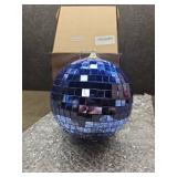 MECCANIXITY Mirror Ball, 8 Inch Glass Disco Balls Decoration Disco Reflective Balls with Hanging Ring Blue for DJ Club Stage Wedding Holiday Bar Party Decorations