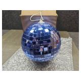 MECCANIXITY Mirror Ball, 8 Inch Glass Disco Balls Decoration Disco Reflective Balls with Hanging Ring Blue for DJ Club Stage Wedding Holiday Bar Party Decorations