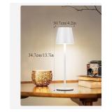2Pack Cordless Table Lamp, 5200mAh IP54 Waterproof Rechargeable Battery Desk Lamp, 3 Color Stepless Dimming Up, Battery Operated Lamp for Kitchen/Bedside/Outdoor/Restaurant (White)