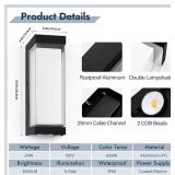24W Outdoor Wall Light Fixtures, Exterior IP65 Waterproof LED Lantern, Black Porch Lights with Double Lampshades, 3000LM 3000K Sconces Wall Mount, Modern Wall Lamps for Garage Front Door Garden
