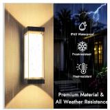 24W Outdoor Wall Light Fixtures, Exterior IP65 Waterproof LED Lantern, Black Porch Lights with Double Lampshades, 3000LM 3000K Sconces Wall Mount, Modern Wall Lamps for Garage Front Door Garden