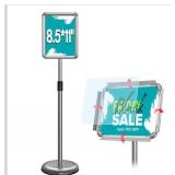 Sign Holder Stand 8.5x11 inch - Adjustable Floor Standing Sign Holder - Signage Stand with Snap-Open Frame Display for Malls, Schools, Restaurants