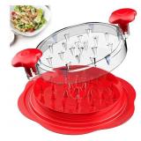 Chicken Shredder Large Chicken Breast Shredder Tool Twist with Brush&Fork, Visible Meat Shredder Machine, Anti-Slip Strip, Ergonomic Handle, BPA Free, Suitable for Pork Beef Chicken(Red)
