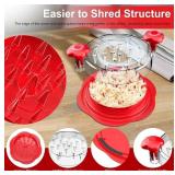 Chicken Shredder Large Chicken Breast Shredder Tool Twist with Brush&Fork, Visible Meat Shredder Machine, Anti-Slip Strip, Ergonomic Handle, BPA Free, Suitable for Pork Beef Chicken(Red)