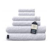 Macouba White Bath Towels for Bathroom Towel Set - White Towels with Stylish Trim, Round Edges - Towels Bathroom Sets, 100% Turkish Cotton, 600 GSM - Bath Towel Set of 6, 2 Bath 2 Hand and 2 Face