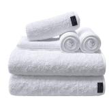 Macouba White Bath Towels for Bathroom Towel Set - White Towels with Stylish Trim, Round Edges - Towels Bathroom Sets, 100% Turkish Cotton, 600 GSM - Bath Towel Set of 6, 2 Bath 2 Hand and 2 Face