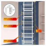 YOQXHY 8-Tier Adjustable Over The Door Pantry Organizer,Pantry Organization and Storage,Metal Hanging Baskets Spice Rack Seasoning Shelves for Home Kitchen Laundry Room Bathroom,White