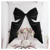 imprsv Coquette Black Bow Birthday Decorations 16x37 Inch Big Wall Decor Backdrop Large Wedding Bridal Baby Shower Bachelorette Engagement Velvet Bow Themed Party Decorations for Girls Room Decor