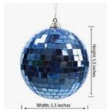 Mirror Disco Ball 6inch Cool and Fun Silver Hanging Party Disco Reflective Ball with Hanging Ring for Big Party Stage Wedding Holiday Bar Decorations(Blue)