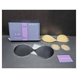 Sticky Bra Push Up 2 Pairs, Adhesive Strapless Backless Bras with Nipple Covers Black Nude